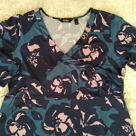 Du Jour Floral Faux Wrap Knit Maxi Dress Plus XLP Teal Pink - Picture 14 of 16